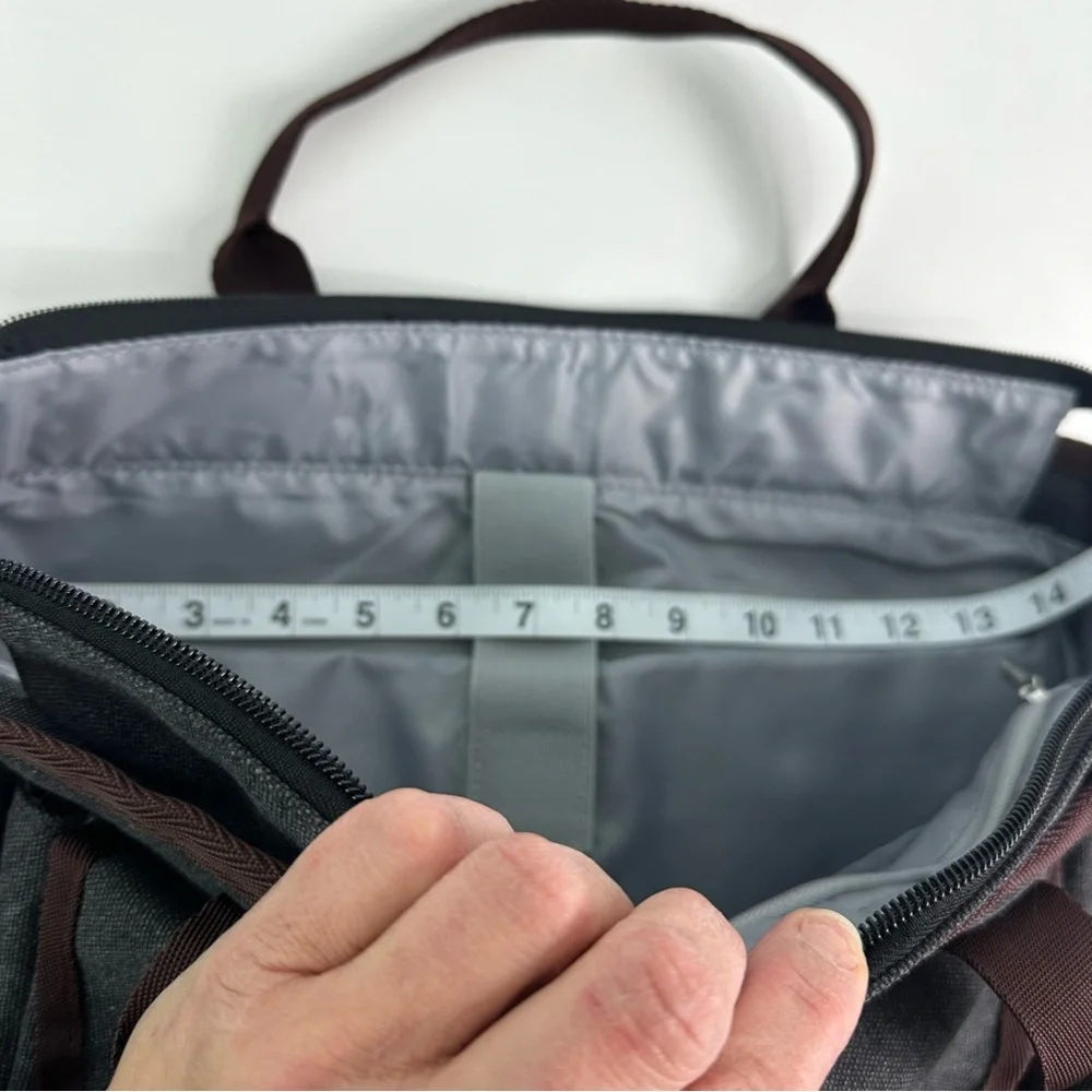 Bagsmart Gray and Brown Canvas Tote Shoulder Strap or Small Handle Laptop Pouch